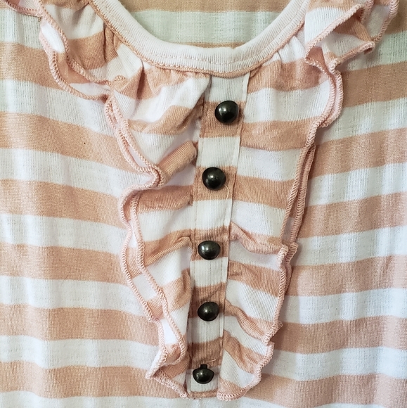 Pink/White Ruffle Button Racerback Top - Picture 3 of 4